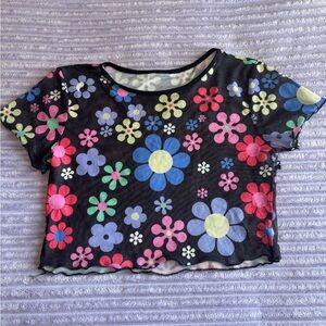 SHEIN Sheer Floral Mesh Crop Top 🌺– Size Large